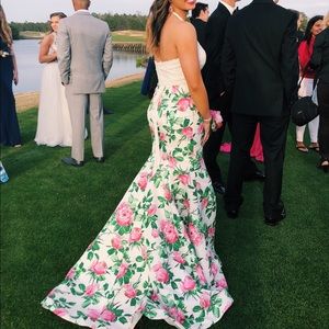 sherri hill two piece floral prom dress